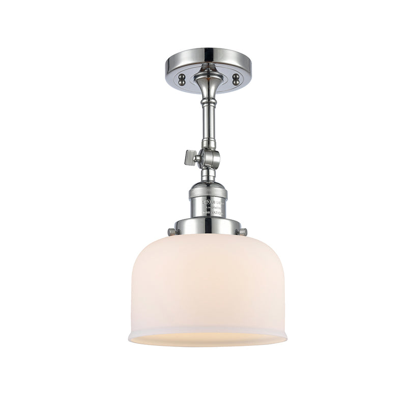 Bell Semi-Flush Mount shown in the Polished Chrome finish with a Matte White shade