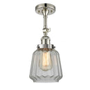 Chatham Semi-Flush Mount shown in the Polished Nickel finish with a Clear shade