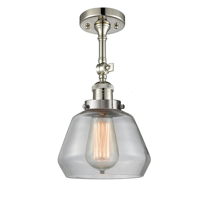 Fulton Semi-Flush Mount shown in the Polished Nickel finish with a Clear shade