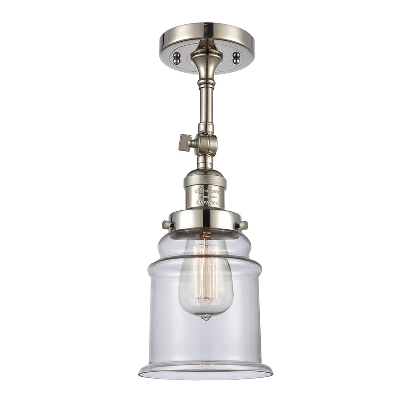 Canton Semi-Flush Mount shown in the Polished Nickel finish with a Clear shade