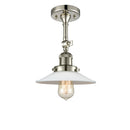 Halophane Semi-Flush Mount shown in the Polished Nickel finish with a Matte White Halophane shade