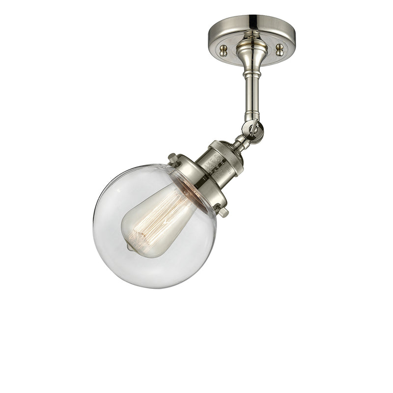 Beacon Semi-Flush Mount shown in the Polished Nickel finish with a Clear shade