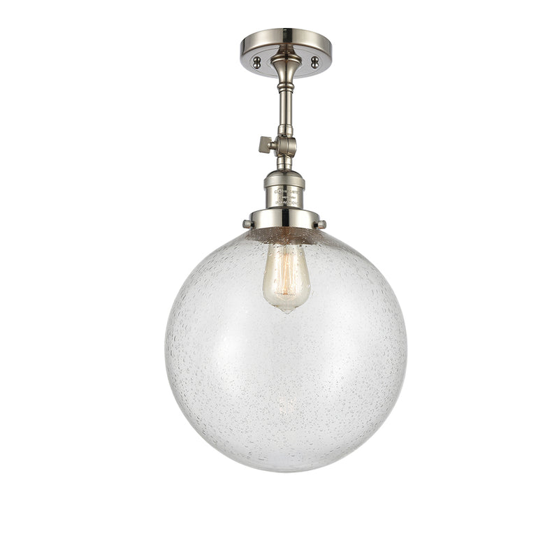 Beacon Semi-Flush Mount shown in the Polished Nickel finish with a Seedy shade