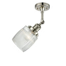 Colton Semi-Flush Mount shown in the Polished Nickel finish with a Clear Halophane shade