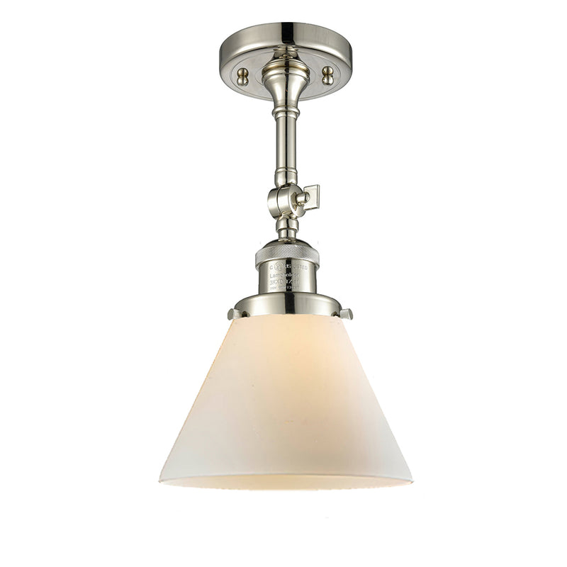 Cone Semi-Flush Mount shown in the Polished Nickel finish with a Matte White shade