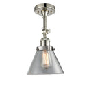 Cone Semi-Flush Mount shown in the Polished Nickel finish with a Clear shade