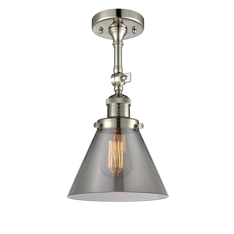 Cone Semi-Flush Mount shown in the Polished Nickel finish with a Plated Smoke shade