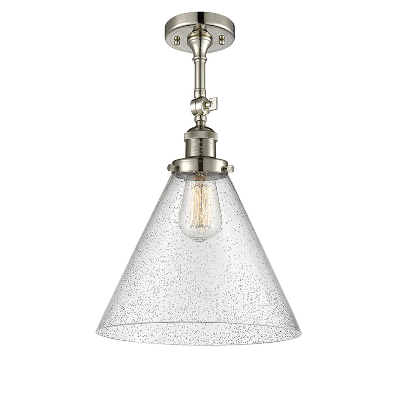 Cone Semi-Flush Mount shown in the Polished Nickel finish with a Seedy shade