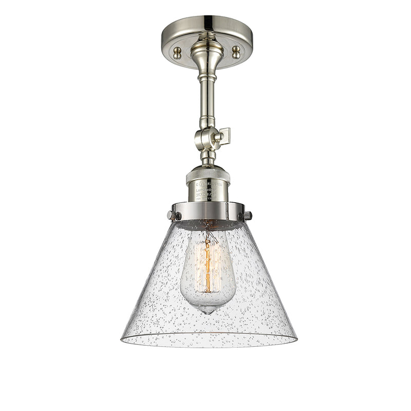 Cone Semi-Flush Mount shown in the Polished Nickel finish with a Seedy shade