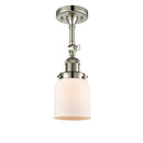 Bell Semi-Flush Mount shown in the Polished Nickel finish with a Matte White shade