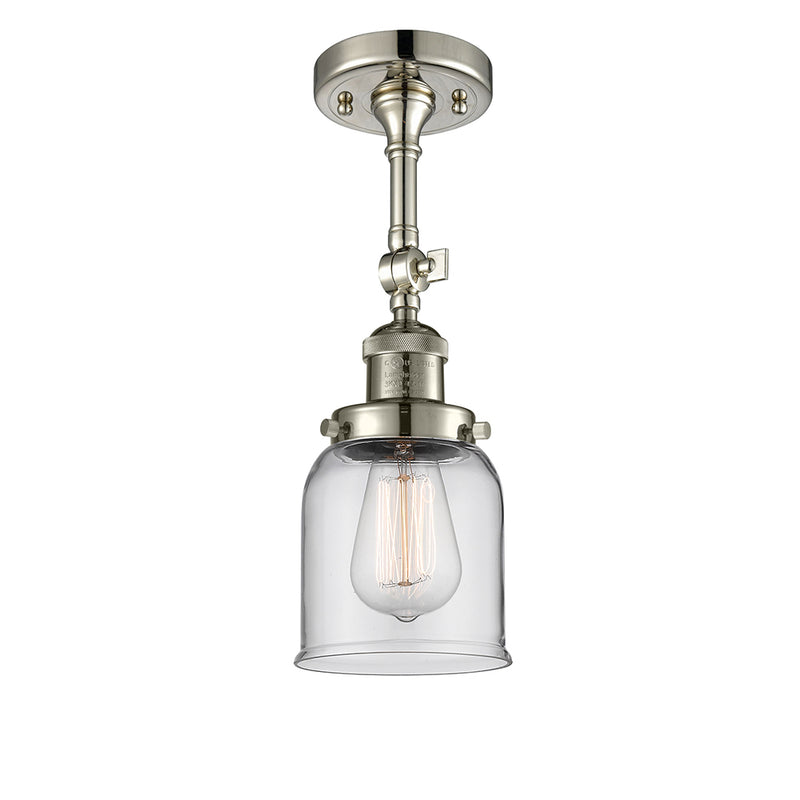 Bell Semi-Flush Mount shown in the Polished Nickel finish with a Clear shade