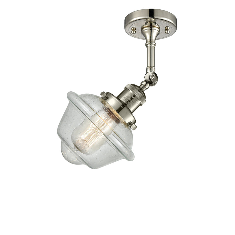 Oxford Semi-Flush Mount shown in the Polished Nickel finish with a Seedy shade