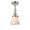 Cone Semi-Flush Mount shown in the Polished Nickel finish with a Matte White shade