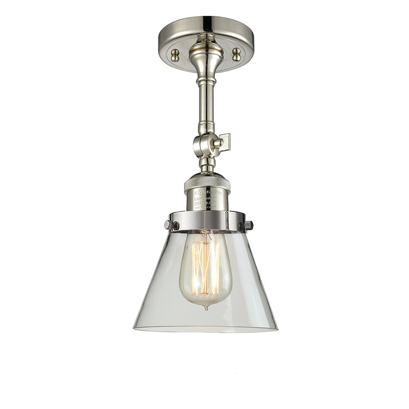 Cone Semi-Flush Mount shown in the Polished Nickel finish with a Clear shade