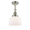 Bell Semi-Flush Mount shown in the Polished Nickel finish with a Matte White shade