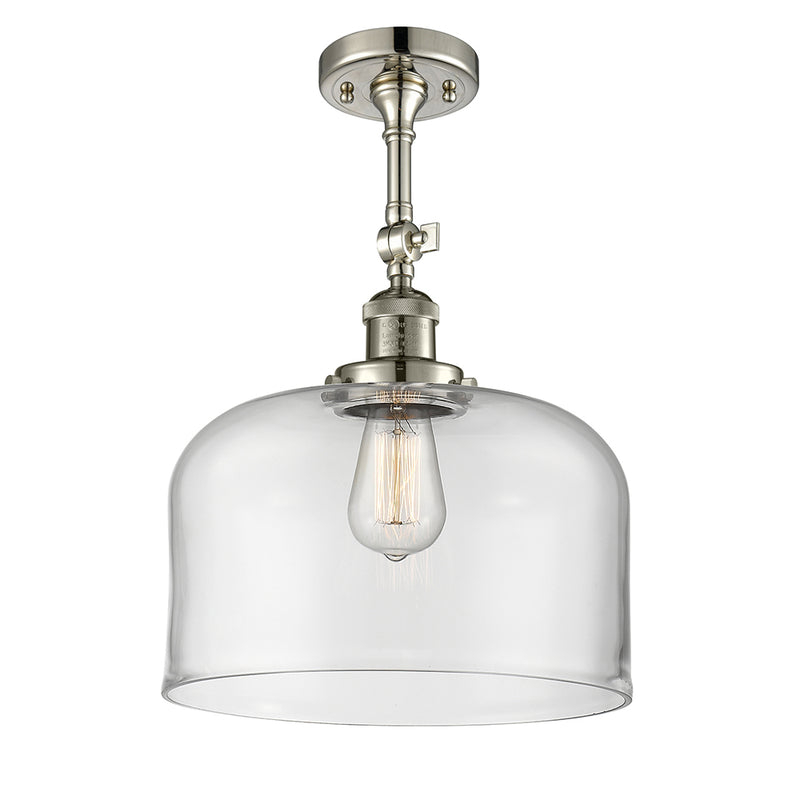 Bell Semi-Flush Mount shown in the Polished Nickel finish with a Clear shade