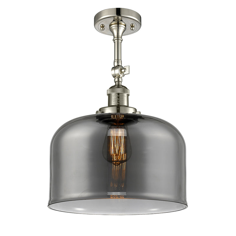 Bell Semi-Flush Mount shown in the Polished Nickel finish with a Plated Smoke shade