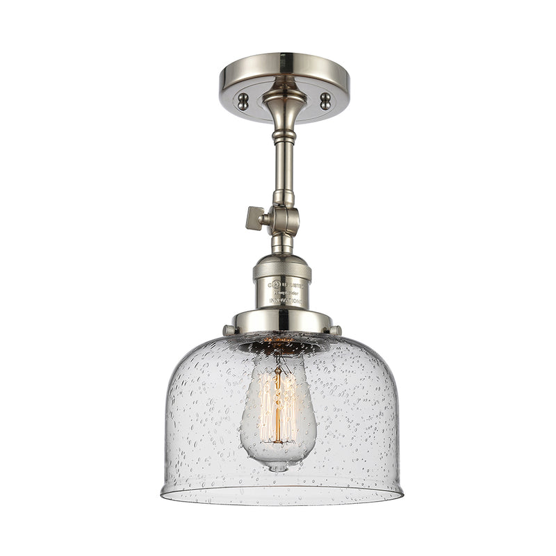 Bell Semi-Flush Mount shown in the Polished Nickel finish with a Seedy shade