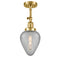 Geneseo Semi-Flush Mount shown in the Satin Gold finish with a Clear Crackled shade