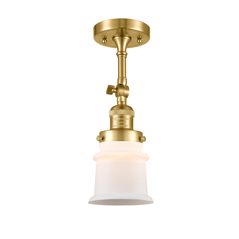 Canton Semi-Flush Mount shown in the Satin Gold finish with a Matte White shade