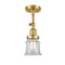 Canton Semi-Flush Mount shown in the Satin Gold finish with a Clear shade