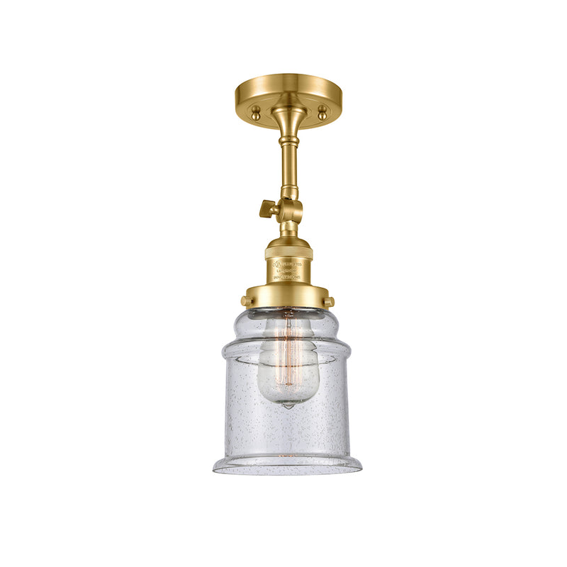 Canton Semi-Flush Mount shown in the Satin Gold finish with a Seedy shade