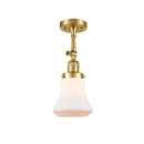 Bellmont Semi-Flush Mount shown in the Satin Gold finish with a Matte White shade