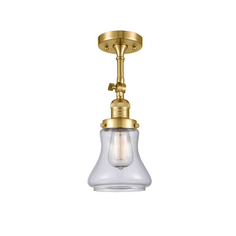 Bellmont Semi-Flush Mount shown in the Satin Gold finish with a Clear shade