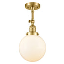 Beacon Semi-Flush Mount shown in the Satin Gold finish with a Matte White shade