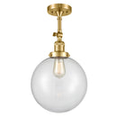 Beacon Semi-Flush Mount shown in the Satin Gold finish with a Clear shade