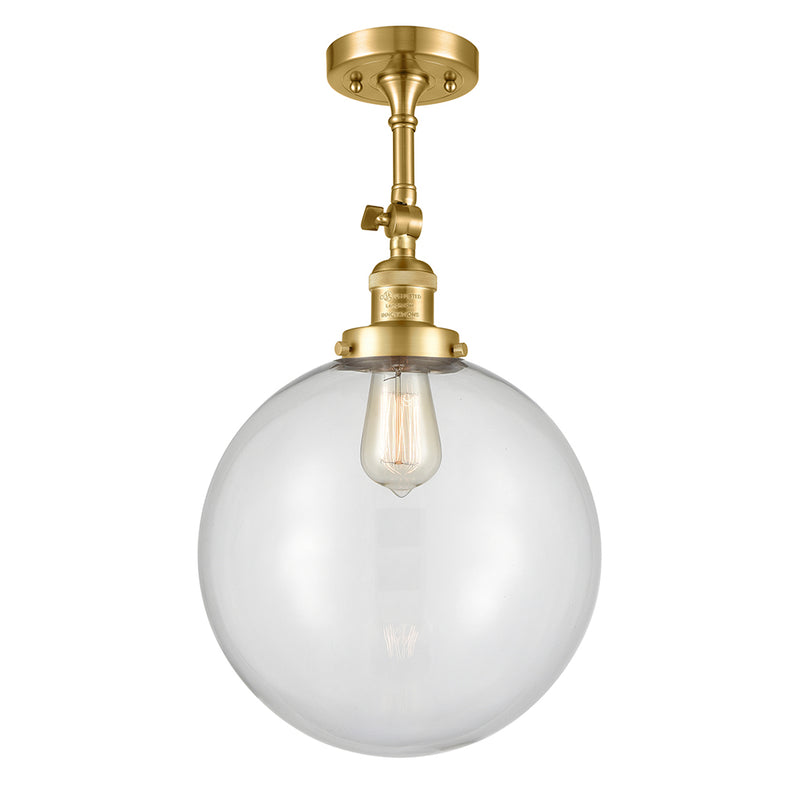 Beacon Semi-Flush Mount shown in the Satin Gold finish with a Clear shade