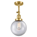 Beacon Semi-Flush Mount shown in the Satin Gold finish with a Clear shade