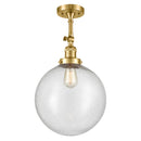 Beacon Semi-Flush Mount shown in the Satin Gold finish with a Seedy shade