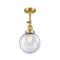 Beacon Semi-Flush Mount shown in the Satin Gold finish with a Seedy shade