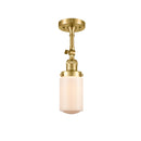 Dover Semi-Flush Mount shown in the Satin Gold finish with a Matte White shade