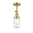 Dover Semi-Flush Mount shown in the Satin Gold finish with a Seedy shade