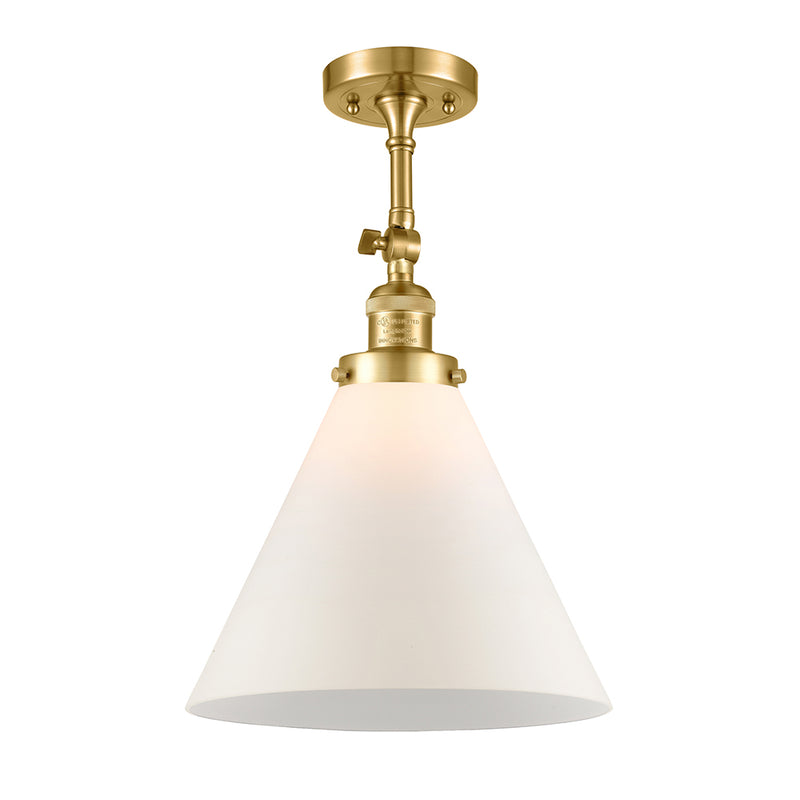 Cone Semi-Flush Mount shown in the Satin Gold finish with a Matte White shade