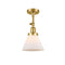 Cone Semi-Flush Mount shown in the Satin Gold finish with a Matte White shade