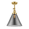 Cone Semi-Flush Mount shown in the Satin Gold finish with a Plated Smoke shade
