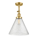 Cone Semi-Flush Mount shown in the Satin Gold finish with a Seedy shade