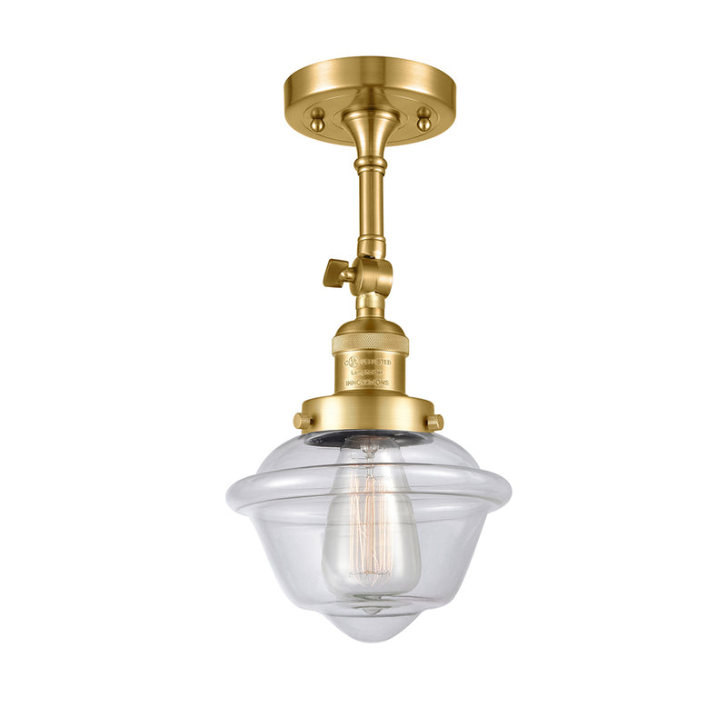 Oxford Semi-Flush Mount shown in the Satin Gold finish with a Clear shade