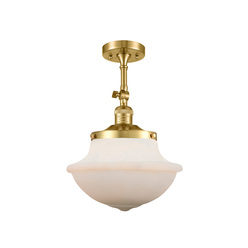 Oxford Semi-Flush Mount shown in the Satin Gold finish with a Matte White shade