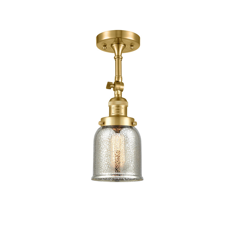 Bell Semi-Flush Mount shown in the Satin Gold finish with a Silver Plated Mercury shade