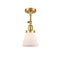 Cone Semi-Flush Mount shown in the Satin Gold finish with a Matte White shade