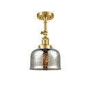 Bell Semi-Flush Mount shown in the Satin Gold finish with a Silver Plated Mercury shade