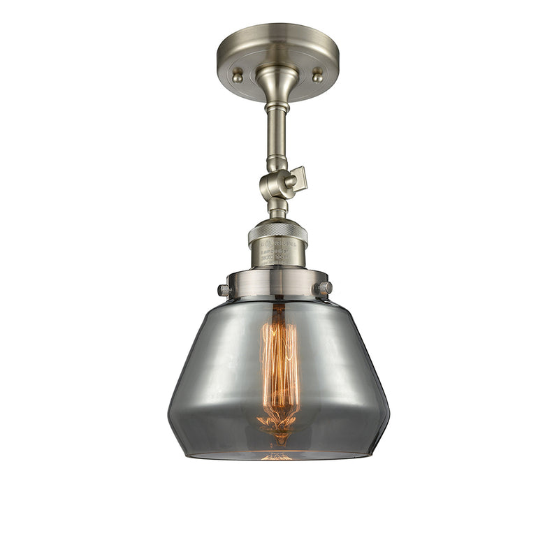 Fulton Semi-Flush Mount shown in the Brushed Satin Nickel finish with a Plated Smoke shade