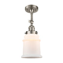 Canton Semi-Flush Mount shown in the Brushed Satin Nickel finish with a Matte White shade