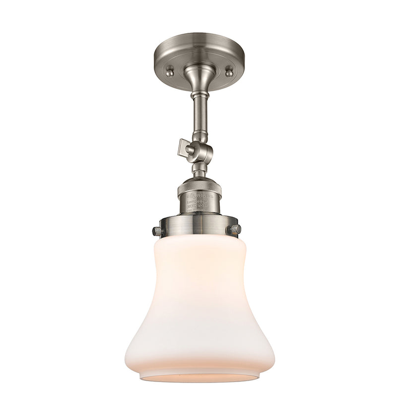 Bellmont Semi-Flush Mount shown in the Brushed Satin Nickel finish with a Matte White shade