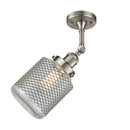 Stanton Semi-Flush Mount shown in the Brushed Satin Nickel finish with a Clear Wire Mesh shade