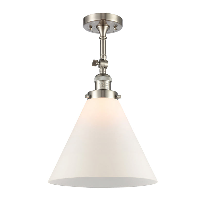 Cone Semi-Flush Mount shown in the Brushed Satin Nickel finish with a Matte White shade